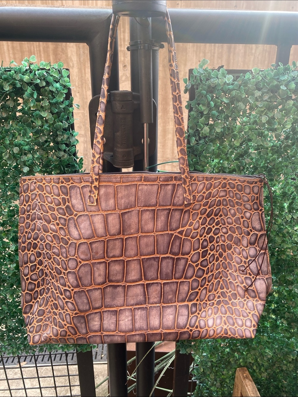 B MAY Brown Croc-Embossed Tote Bag - Women